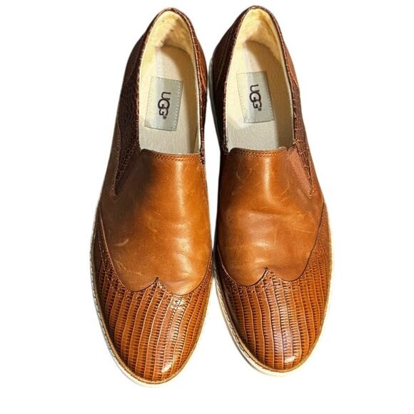 UGG Australia Shoes - UGG Australia Hadria Croco Slip-On Shoes Brown, Women’s Size 11